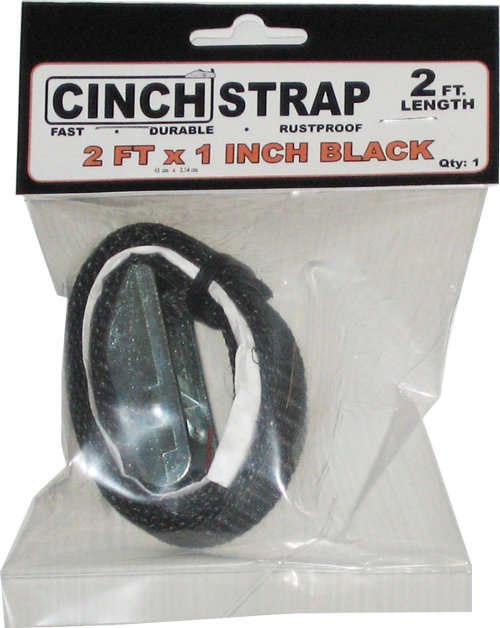 CINCH STRAP 2 FT BLACK, POLYBAG 1 PACK